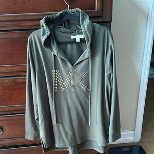 MICHAEL Michael Kors Olive Hoodie with Gold Accents